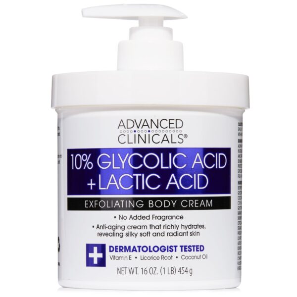 Advanced Clinicals 10% Glycolic + Lactic Acid Exfoliating Cream
