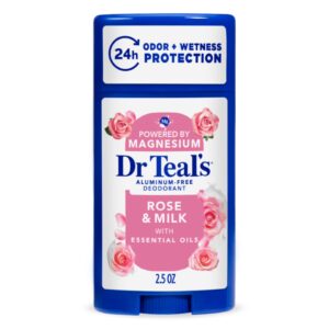 Dr Teal's Aluminum Free Deodorant, Rose & Milk, 2.65 oz