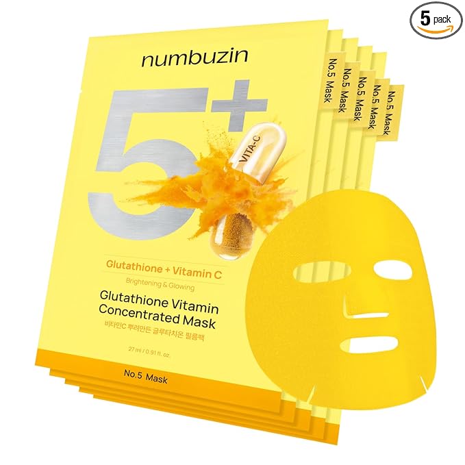 Numbuzin No.5+ Glutathione Vitamin Concentrated Sheet Mask - Pack of 5